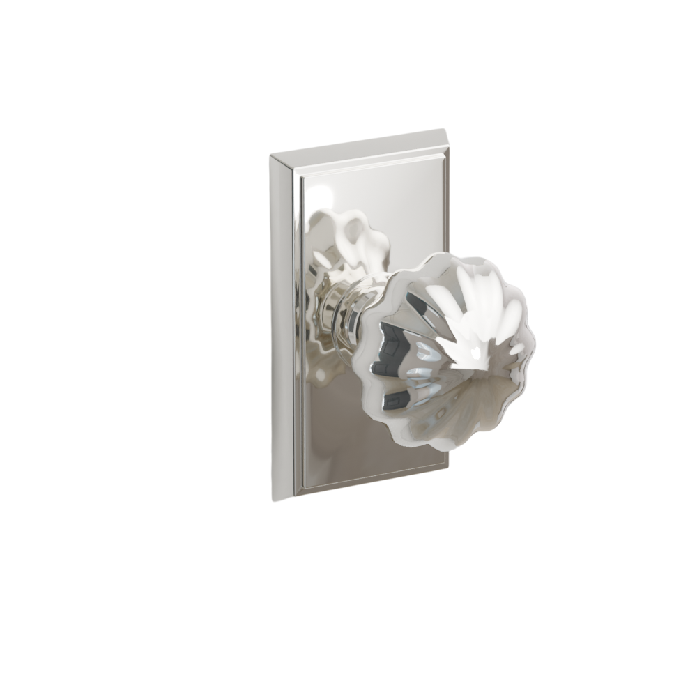 Emtek Door Handle - Melon Knob Rectangular Rosette - Classic Brass