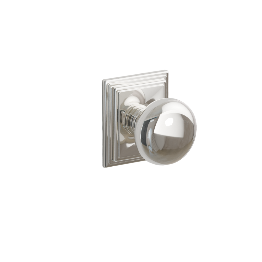 Emtek Door Handle - Providence Knob Wilshire Rosette - Classic Brass