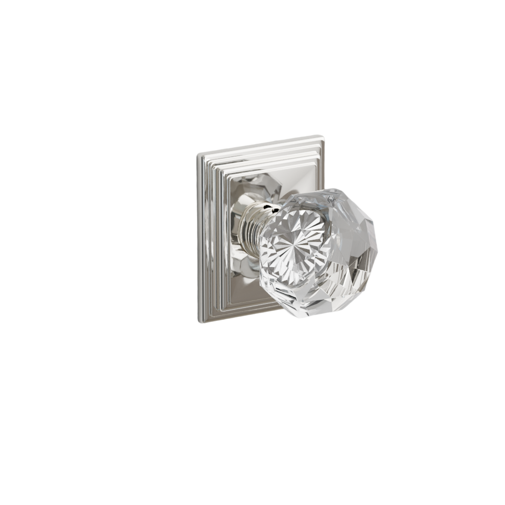 Emtek Door Handle - Diamond Knob Wilshire Rosette - Glass