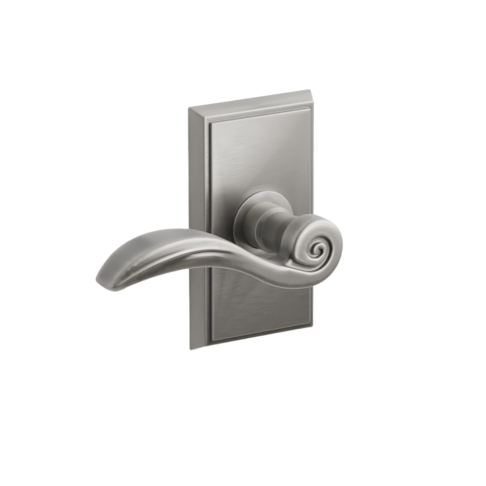 Emtek Door Handle - Elan Lever Rectangular Rosette - Designer Brass