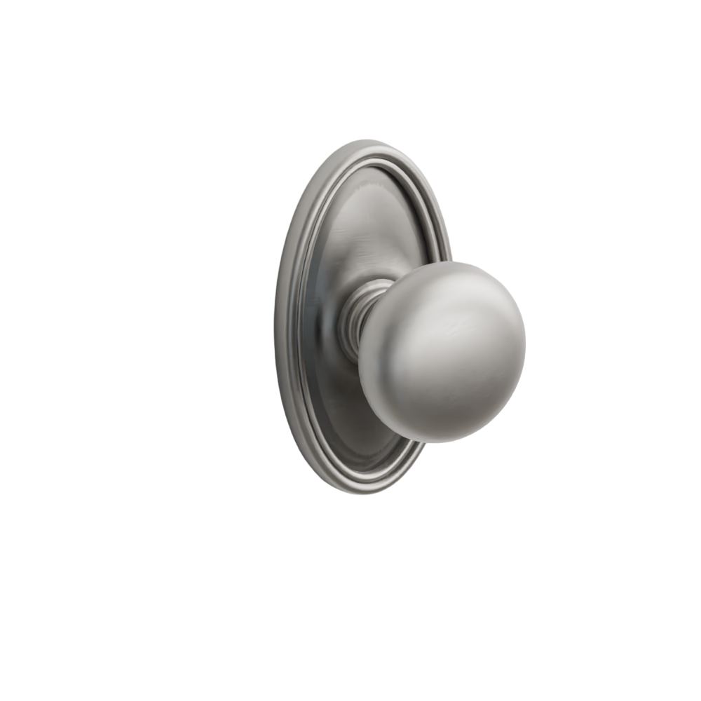Emtek Door Handle - Providence Knob Oval Rosette - Classic Brass