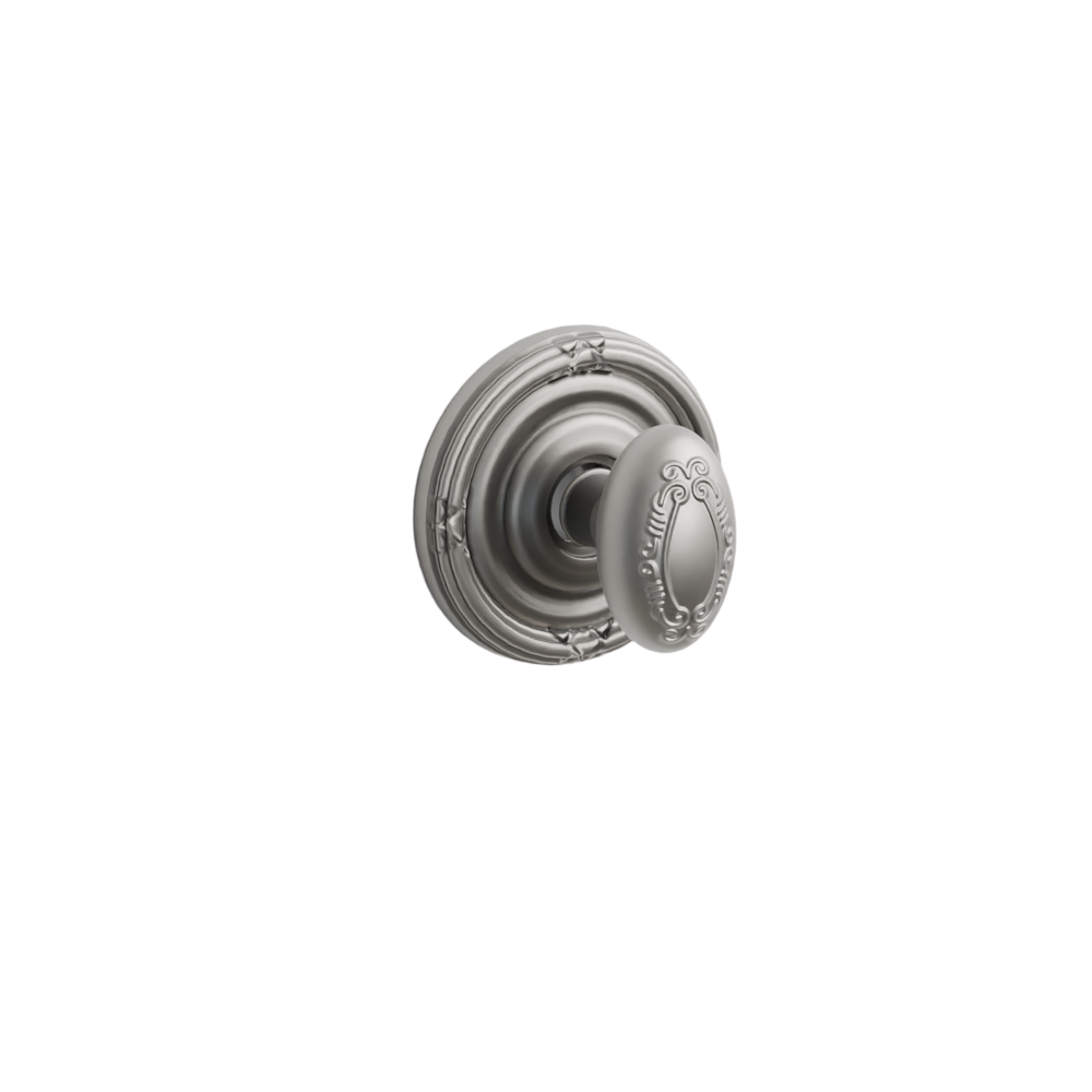 Emtek Door Handle - Victoria Knob Ribbon & Reed Rosette - Designer Brass