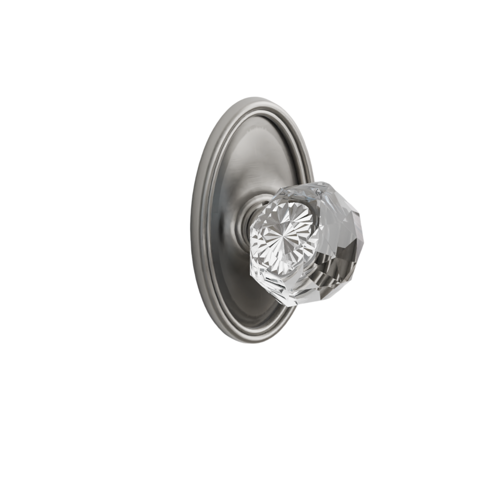 Emtek Door Handle - Diamond Knob Oval Rosette - Glass