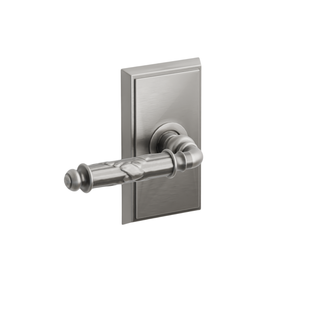 Emtek Door Handle - Ribbon & Reed Lever Rectangular Rosette - Designer Brass