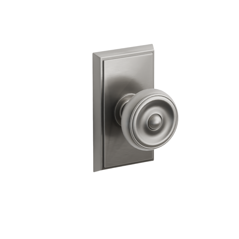 Emtek Door Handle - Waverly Knob Rectangular Rosette - Classic Brass