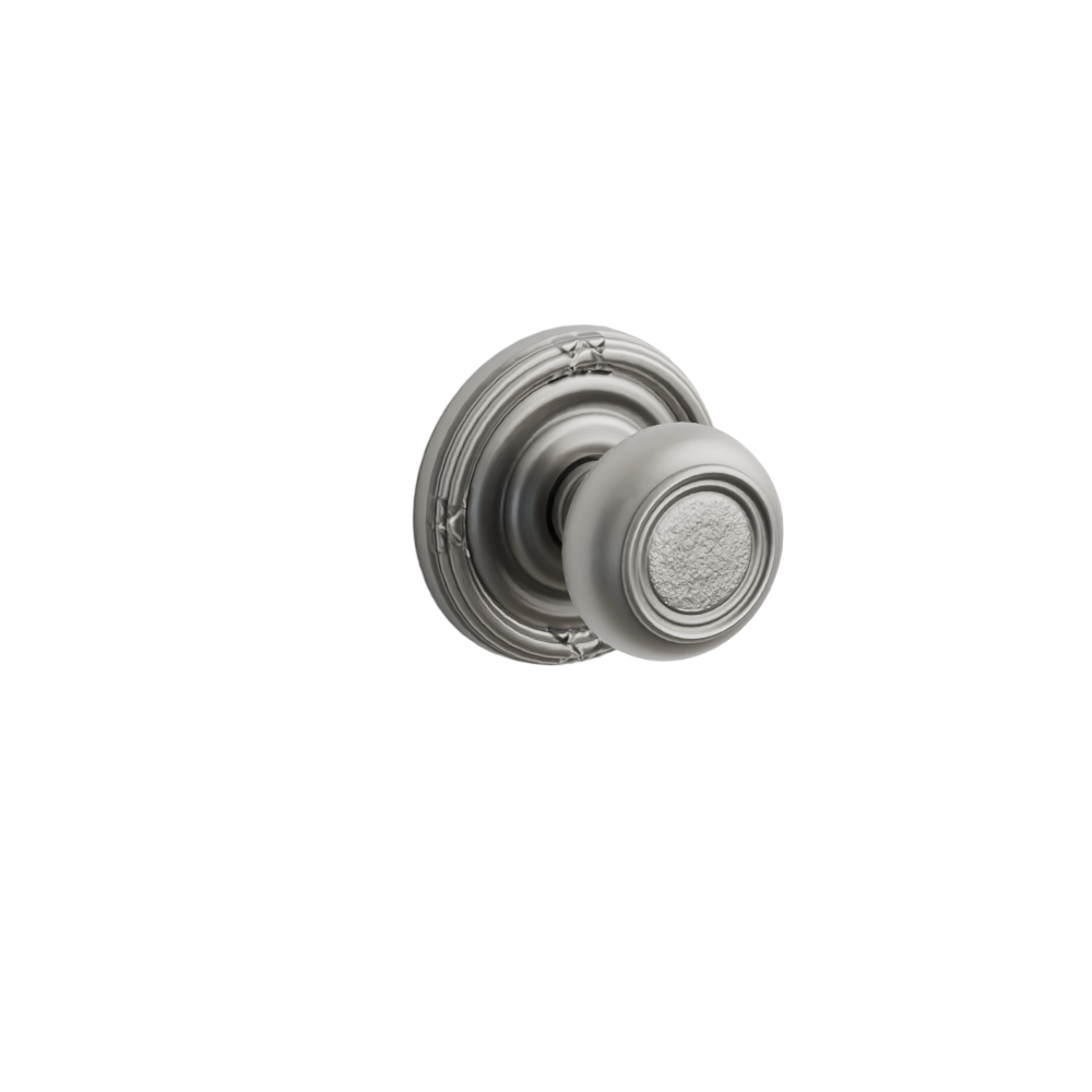 Emtek Door Handle - Belmont Knob Ribbon & Reed Rosette - Designer Brass