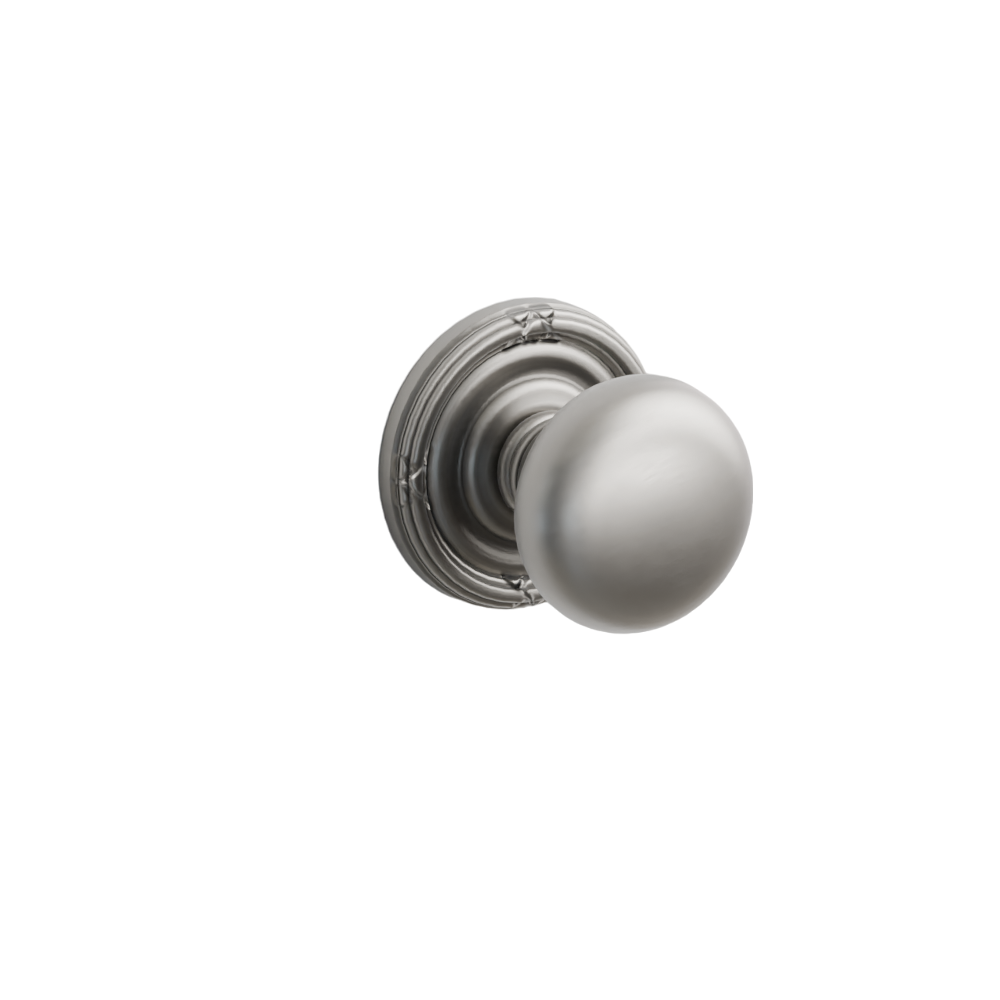 Emtek Door Handle - Providence Knob Ribbon & Reed Rosette - Classic Brass