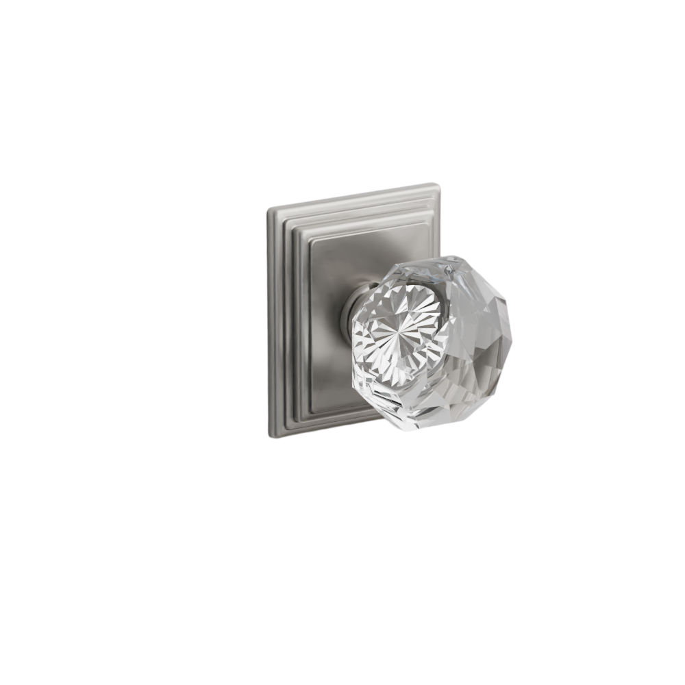 Emtek Door Handle - Diamond Knob Wilshire Rosette - Glass
