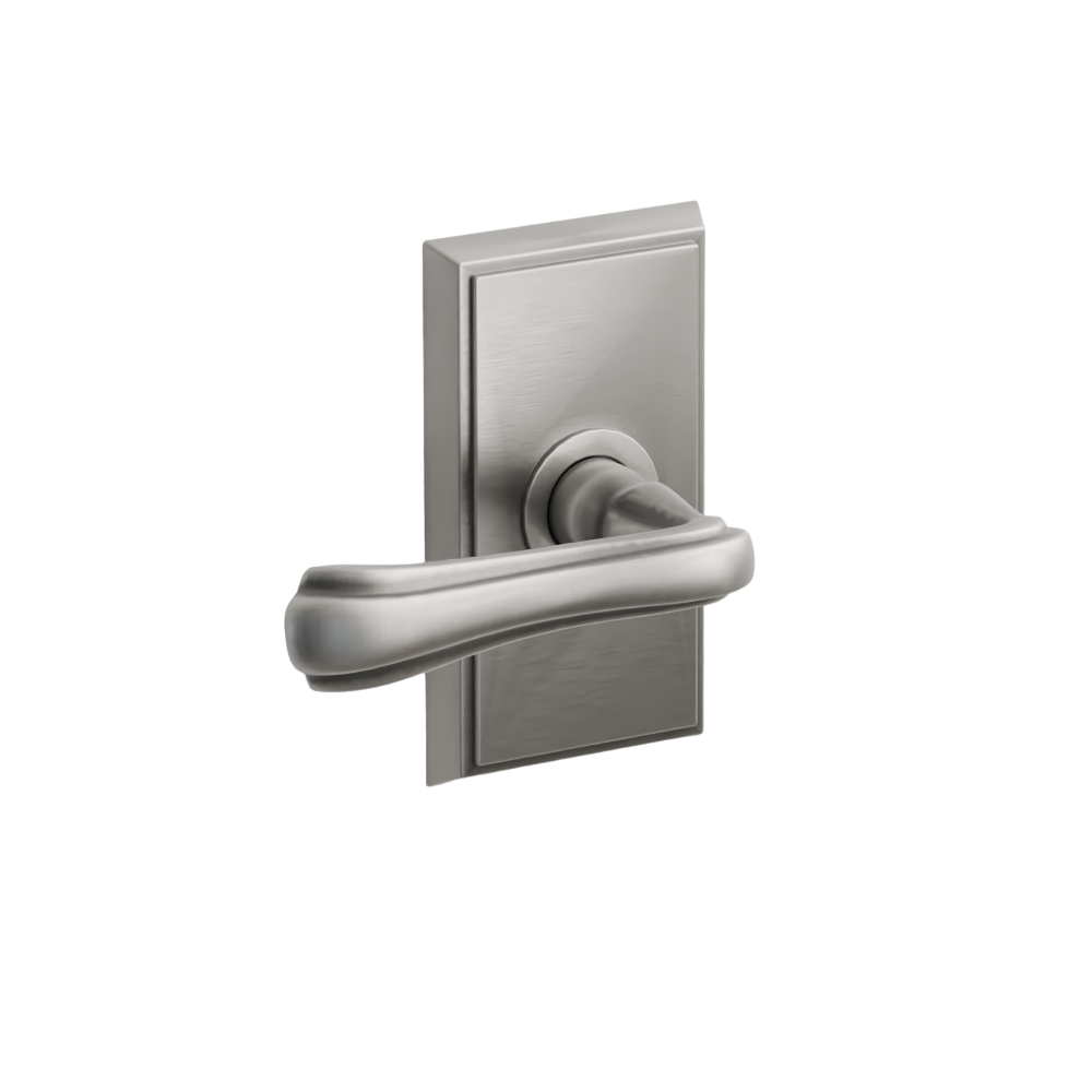 Emtek Door Handle - Wembley Lever Rectangular Rosette - Designer Brass