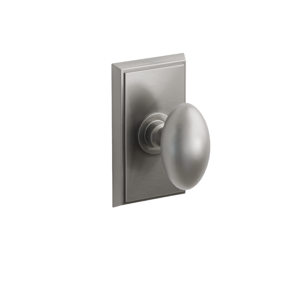 Emtek Door Handle - Egg Knob Rectangular Rosette - Classic Brass