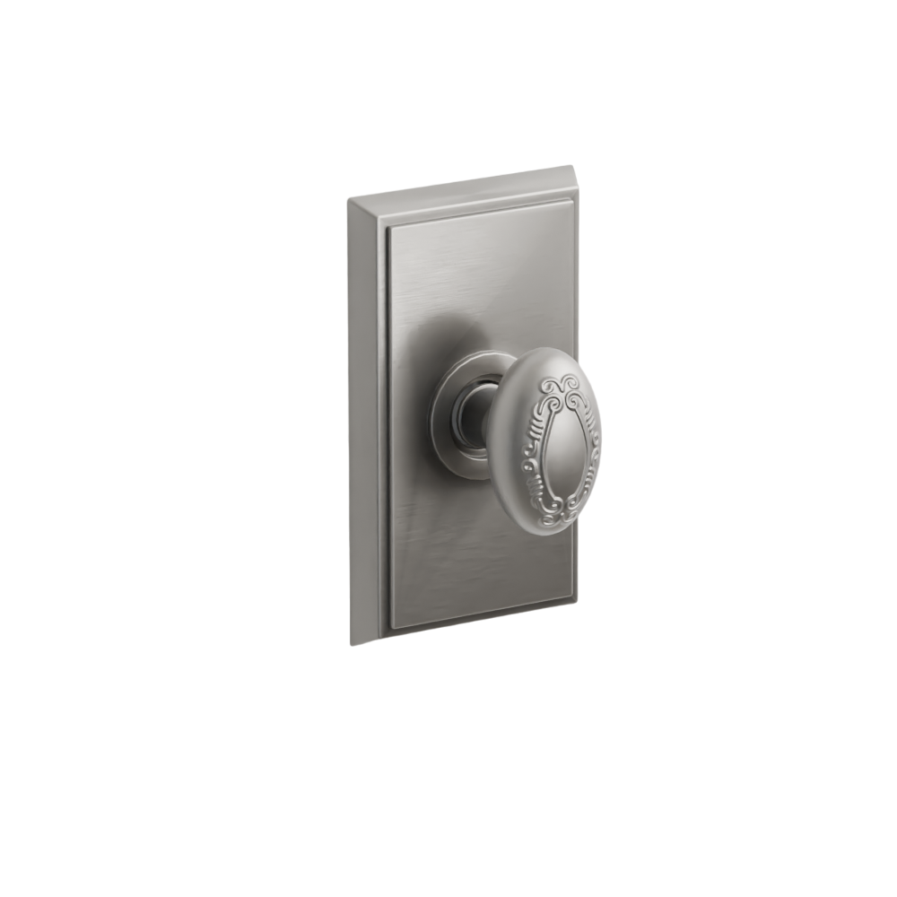 Emtek Door Handle - Victoria Knob Rectangular Rosette - Designer Brass