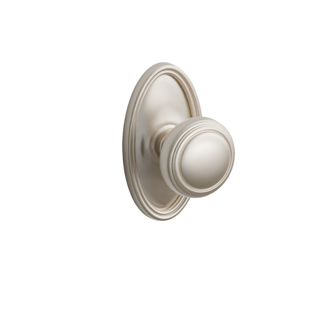 Emtek Door Handle - Norwich Knob Oval Rosette - Classic Brass