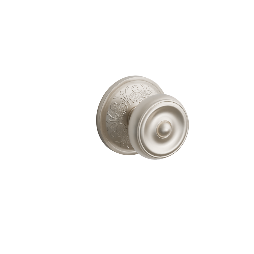 Emtek Door Handle - Waverly Knob Lancaster Rosette - Classic Brass