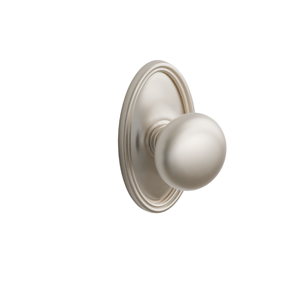 Emtek Door Handle - Providence Knob Oval Rosette - Classic Brass