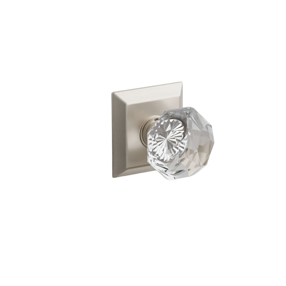 Emtek Door Handle - Diamond Knob Quincy Rosette - Glass