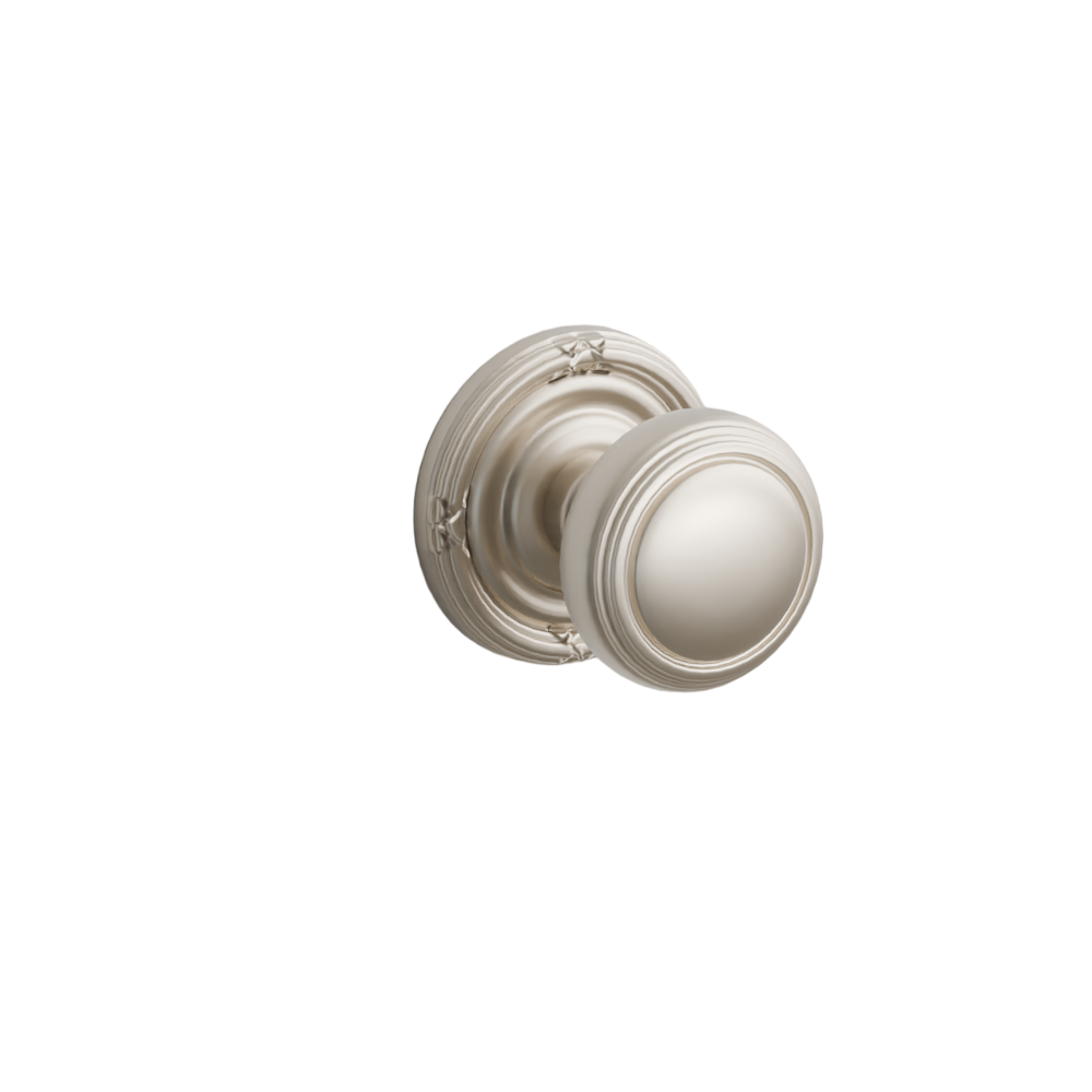 Emtek Door Handle - Norwich Knob Ribbon & Reed Rosette - Classic Brass