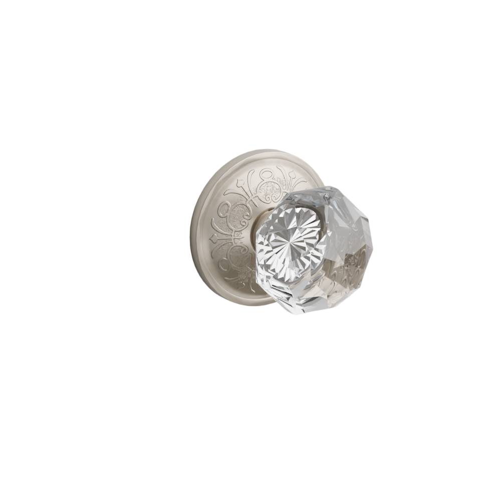 Emtek Door Handle - Diamond Knob Lancaster Rosette - Glass