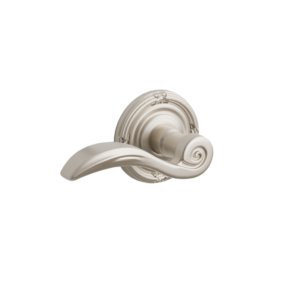 Emtek Door Handle - Elan Lever Ribbon & Reed Rosette - Designer Brass
