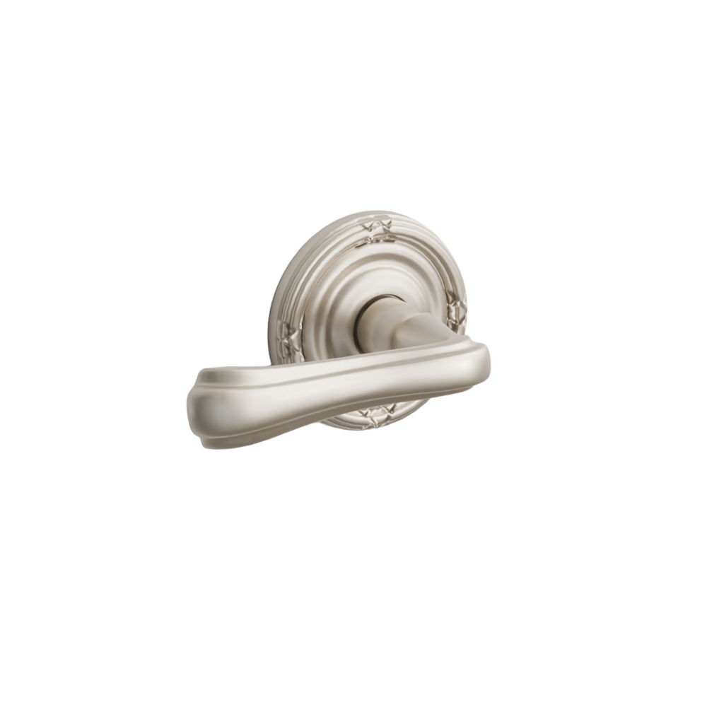 Emtek Door Handle - Wembley Lever Ribbon & Reed Rosette - Designer Brass