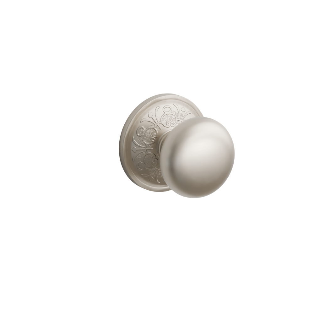 Emtek Door Handle - Providence Knob Lancaster Rosette - Classic Brass