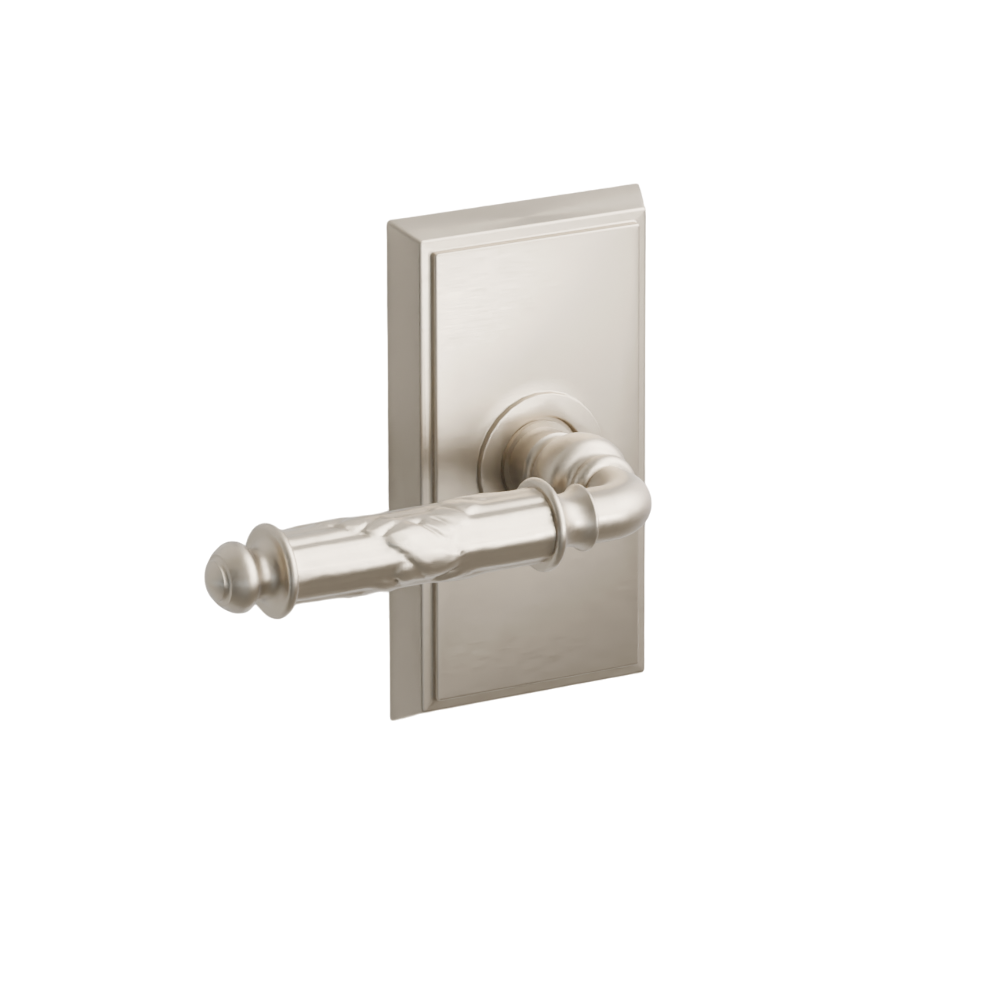 Emtek Door Handle - Ribbon & Reed Lever Rectangular Rosette - Designer Brass
