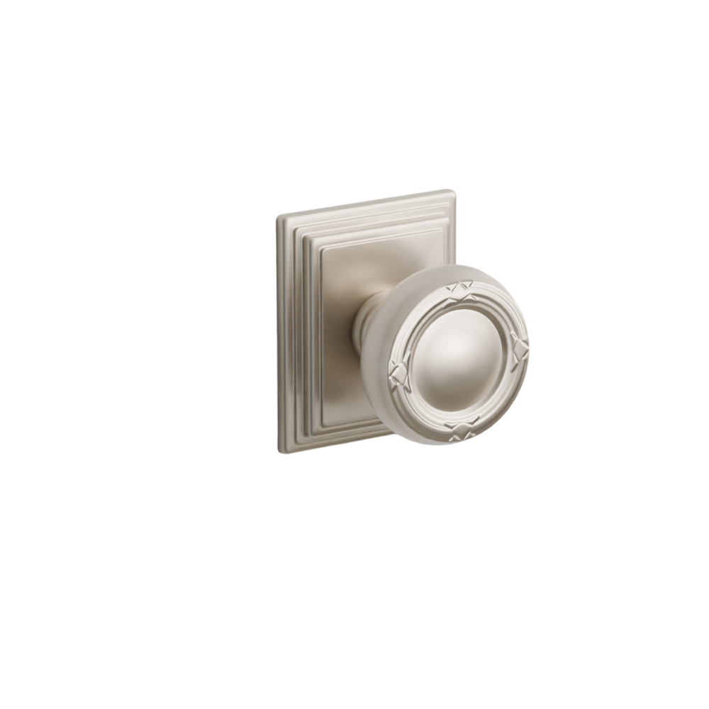 Emtek Door Handle - Ribbon & Reed Knob Wilshire Rosette - Designer Brass