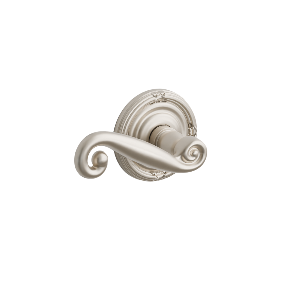 Emtek Door Handle - Rustic Lever Ribbon & Reed Rosette - Designer Brass