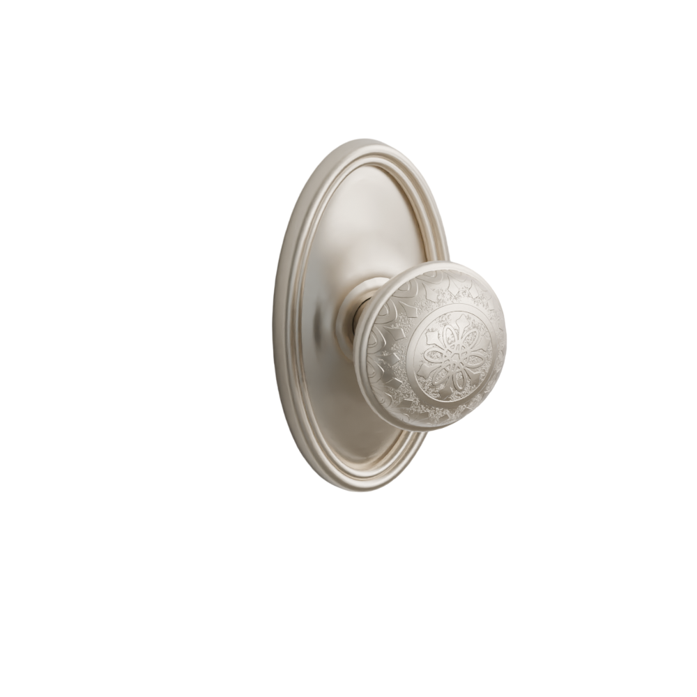 Emtek Door Handle - Lancaster Knob Oval Rosette - Designer Brass