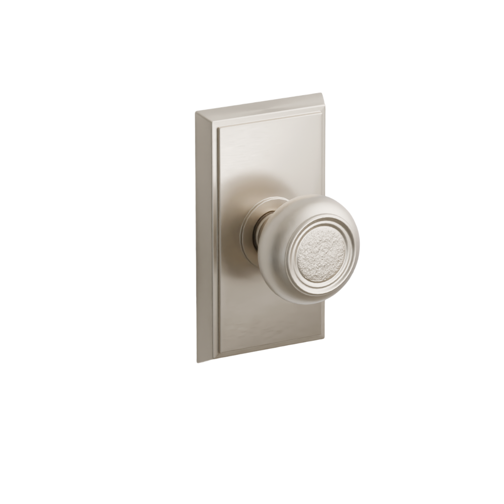 Emtek Door Handle - Belmont Knob Rectangular Rosette - Designer Brass