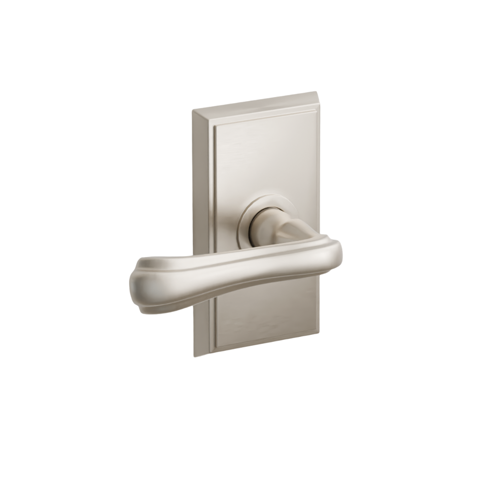 Emtek Door Handle - Wembley Lever Rectangular Rosette - Designer Brass