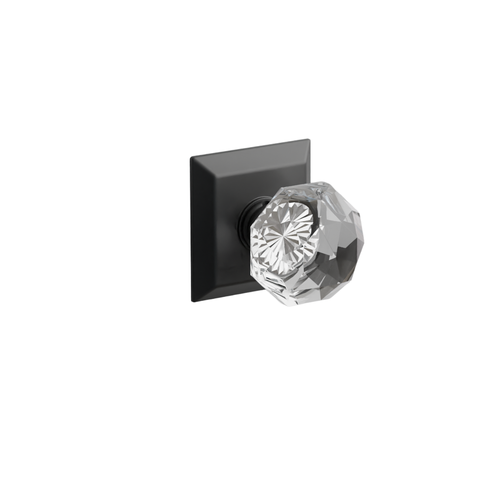 Emtek Door Handle - Diamond Knob Quincy Rosette - Glass