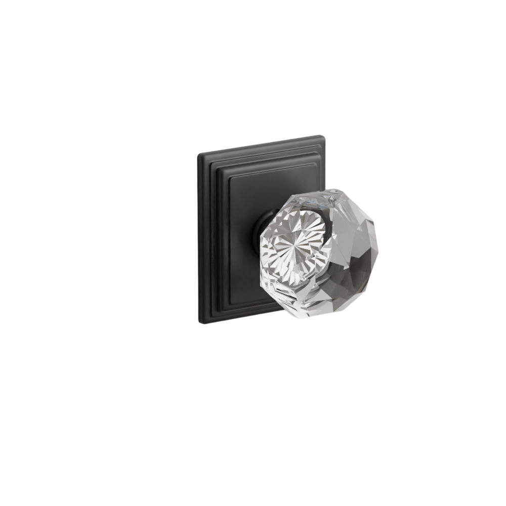Emtek Door Handle - Diamond Knob Wilshire Rosette - Glass