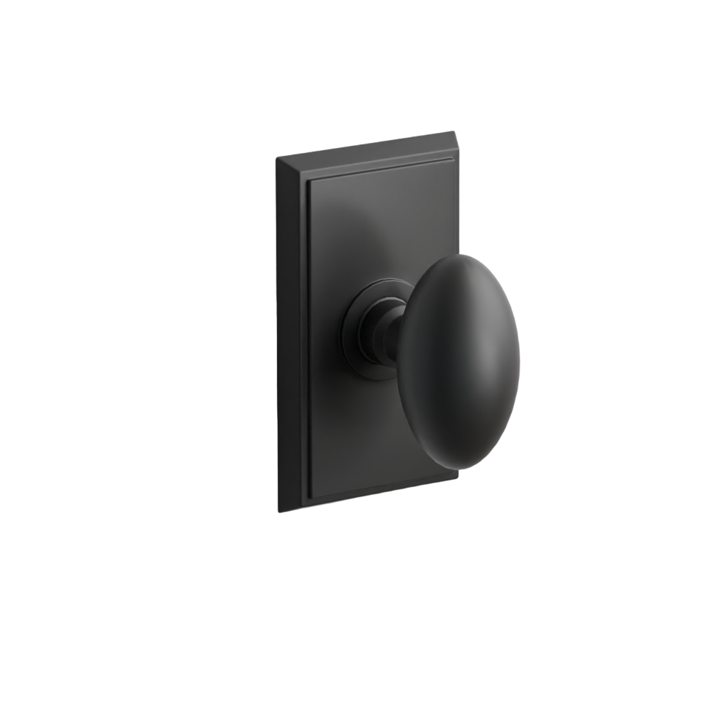 Emtek Door Handle - Egg Knob Rectangular Rosette - Classic Brass