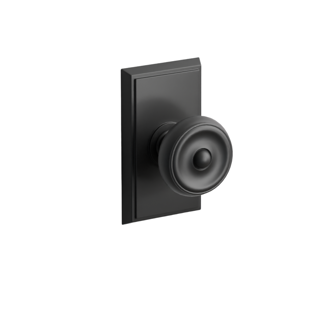 Emtek Door Handle - Waverly Knob Rectangular Rosette - Classic Brass