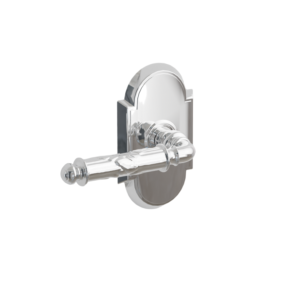Emtek Door Handle - Ribbon & Reed Lever #8 Rosette - Designer Brass