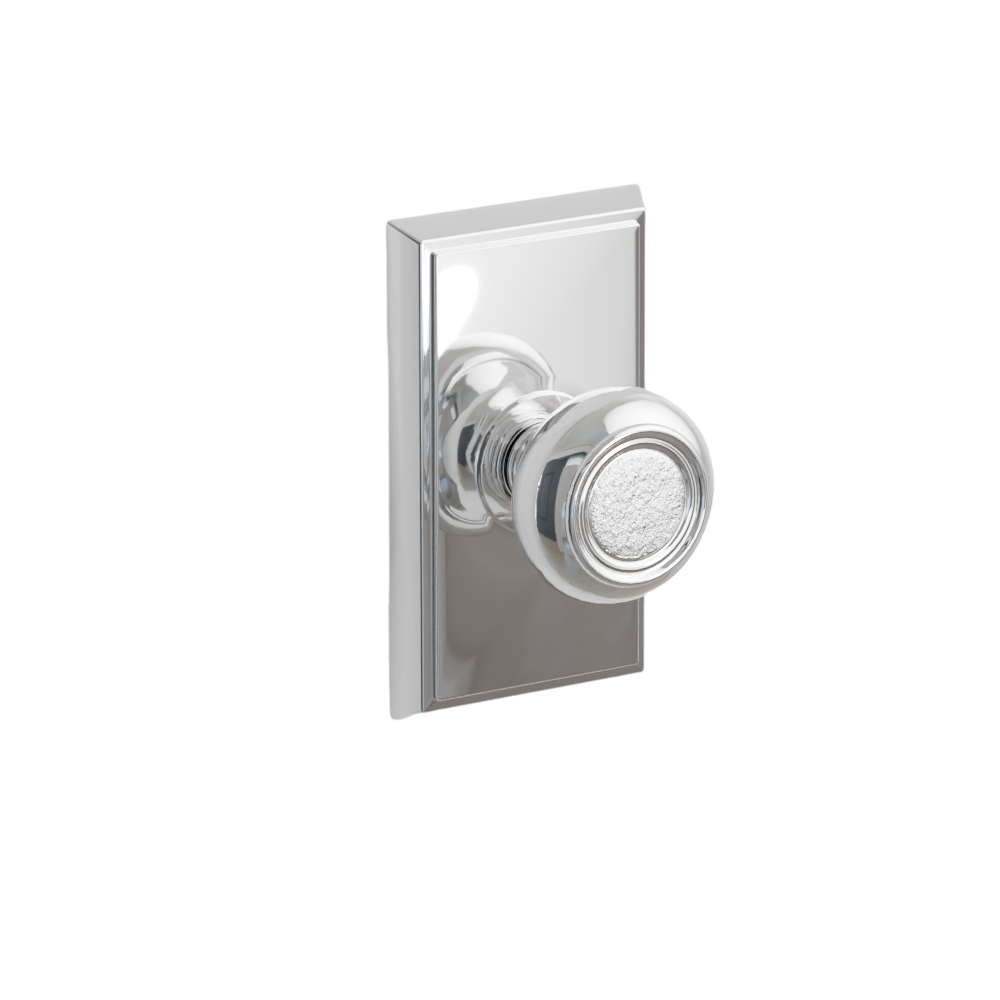 Emtek Door Handle - Belmont Knob Rectangular Rosette - Designer Brass