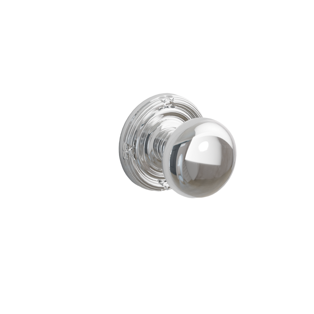 Emtek Door Handle - Providence Knob Ribbon & Reed Rosette - Classic Brass
