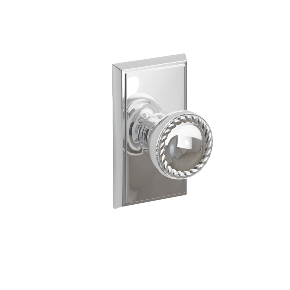 Emtek Door Handle - Rope Knob Rectangular Rosette - Designer Brass