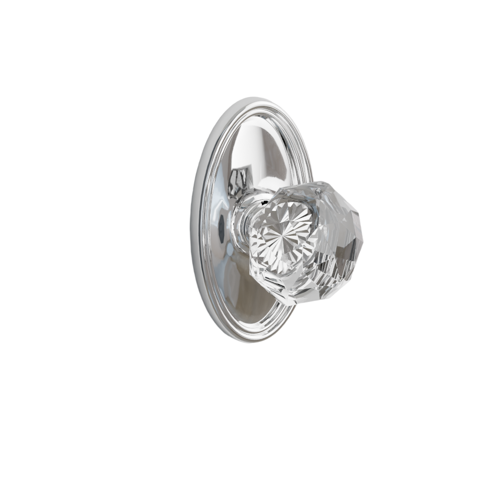 Emtek Door Handle - Diamond Knob Oval Rosette - Glass