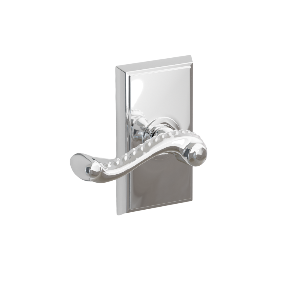 Emtek Door Handle - Rope Lever Rectangular Rosette - Designer Brass