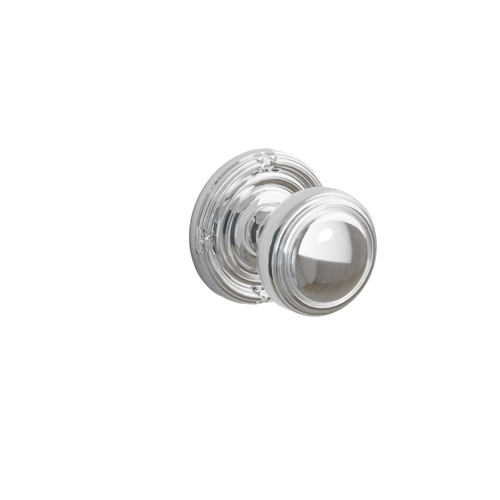 Emtek Door Handle - Norwich Knob Ribbon & Reed Rosette - Classic Brass