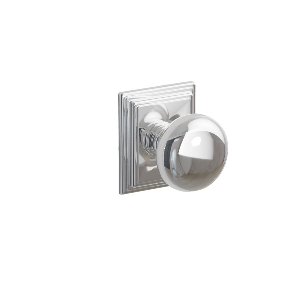 Emtek Door Handle - Providence Knob Wilshire Rosette - Classic Brass