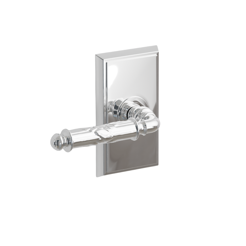 Emtek Door Handle - Ribbon & Reed Lever Rectangular Rosette - Designer Brass