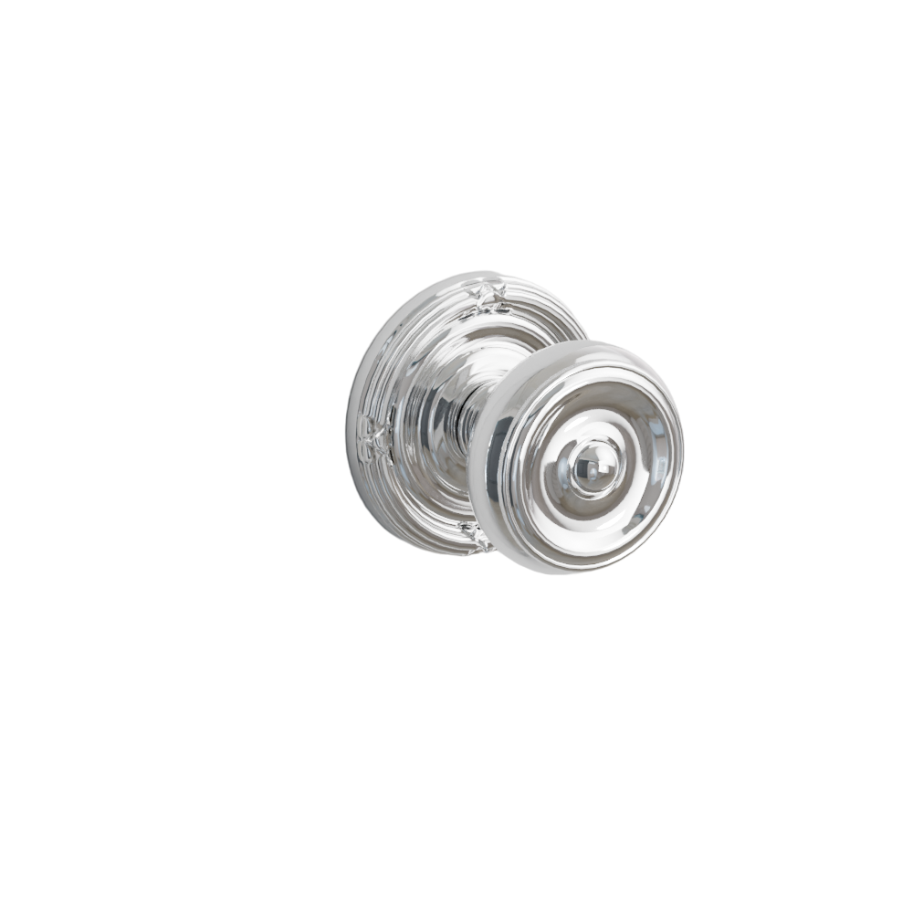 Emtek Door Handle - Waverly Knob Ribbon & Reed Rosette - Classic Brass