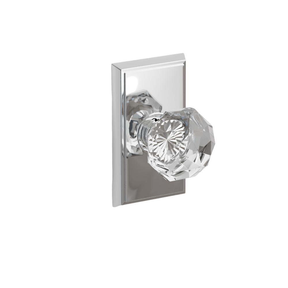 Emtek Door Handle - Diamond Knob Rectangular Rosette - Glass