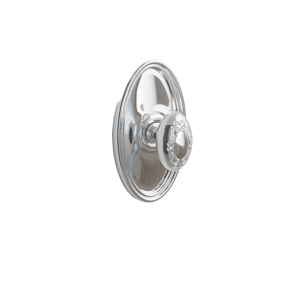 Emtek Door Handle - Victoria Knob Oval Rosette - Designer Brass