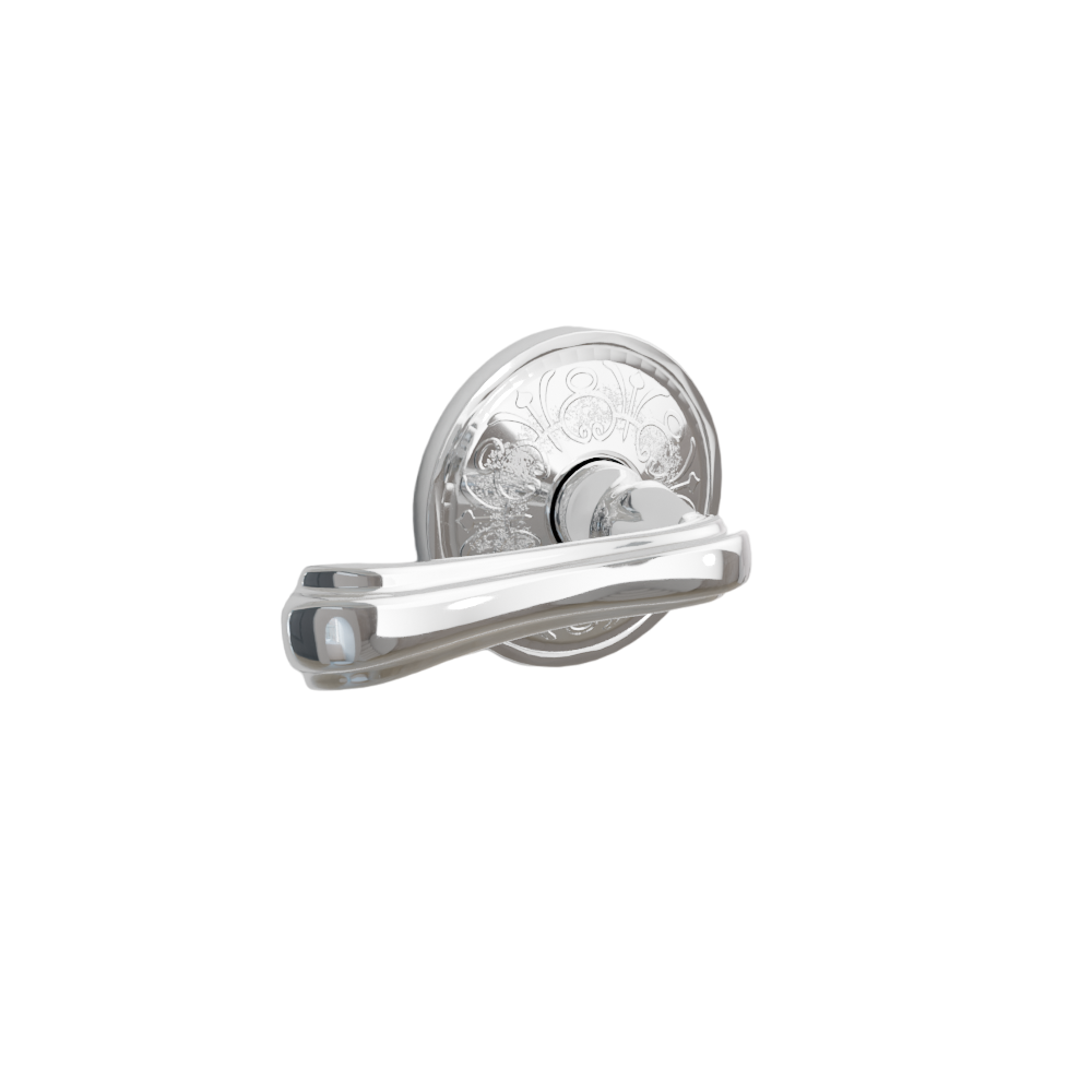 Emtek Door Handle - Wembley Lever Lancaster Rosette - Designer Brass