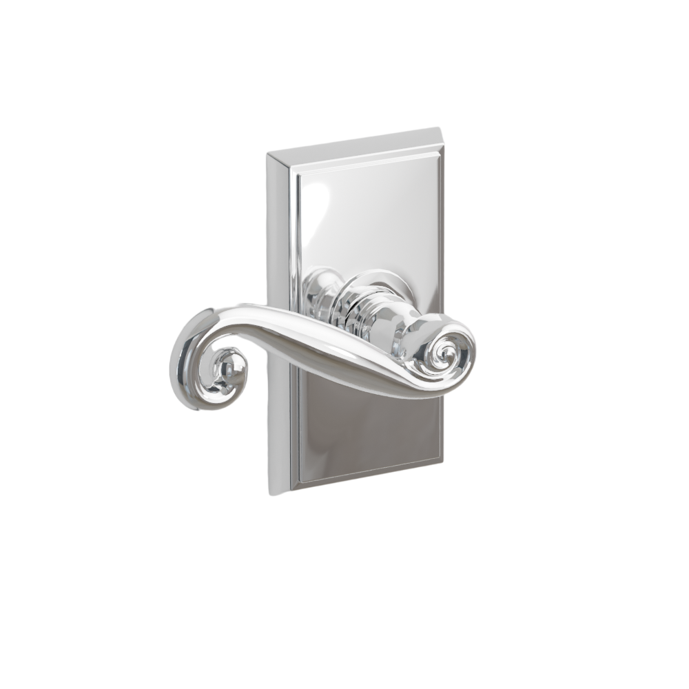 Emtek Door Handle - Rustic Lever Rectangular Rosette - Designer Brass