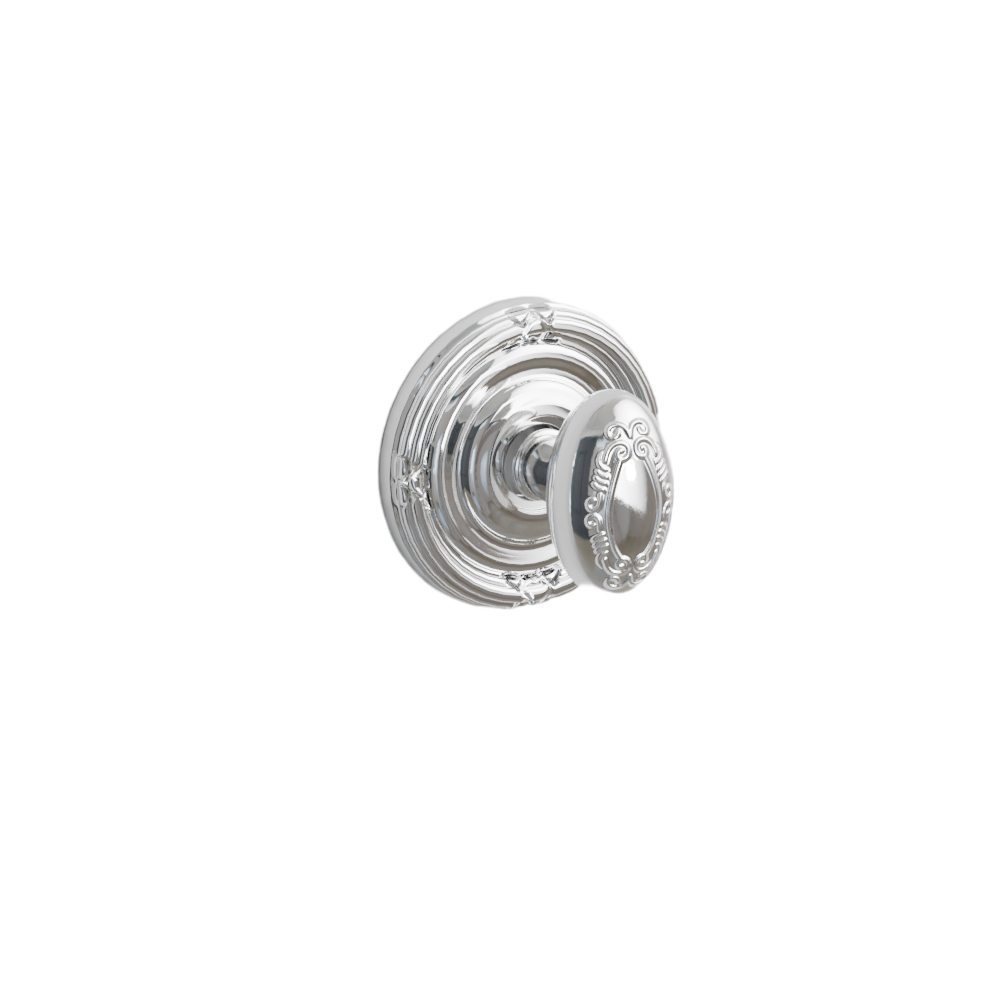 Emtek Door Handle - Victoria Knob Ribbon & Reed Rosette - Designer Brass
