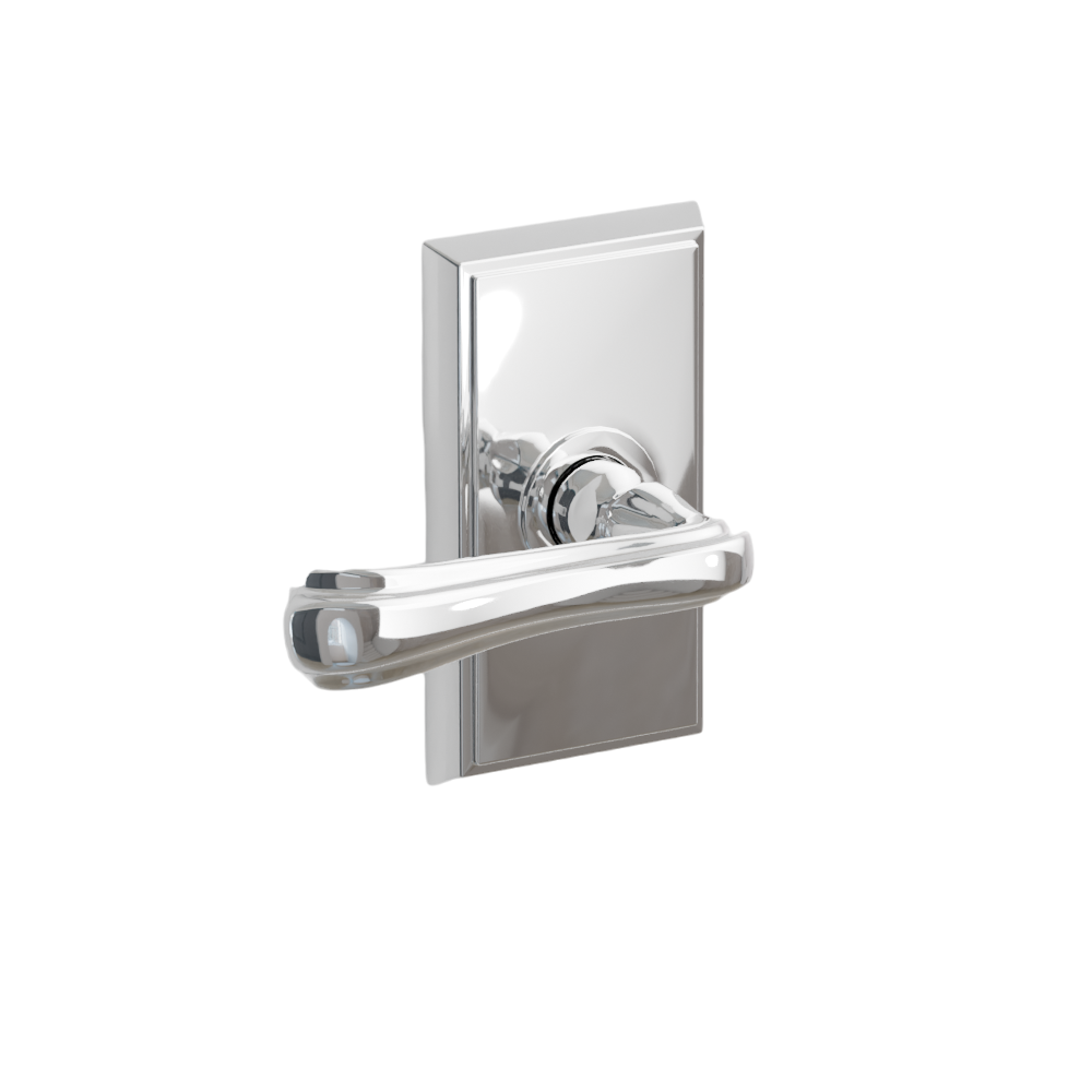Emtek Door Handle - Wembley Lever Rectangular Rosette - Designer Brass